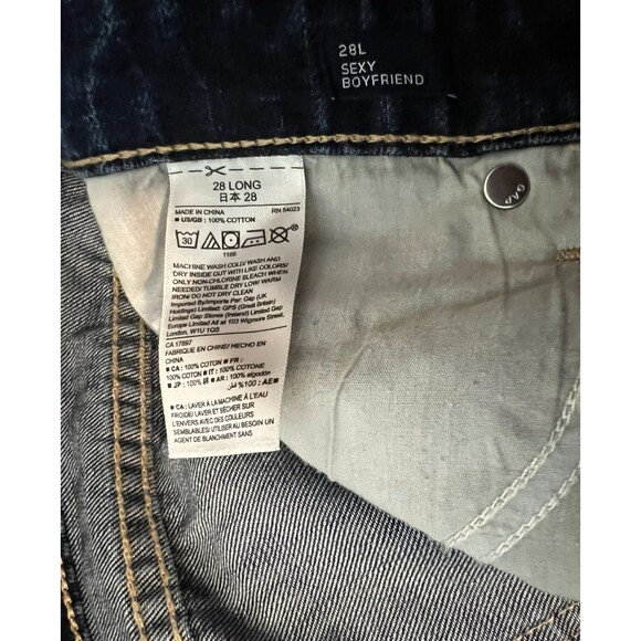 Gap Women's Dark Indigo Sexy Boyfriend Jeans  Size 28L  NWT  Boho Comfort Jeans - Picture 12 of 16